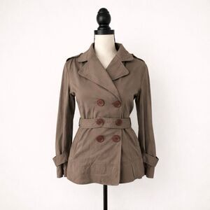 Mike & Chris Belted Double Breasted Trench Style Jacket Cotton Blend Women’s Sma